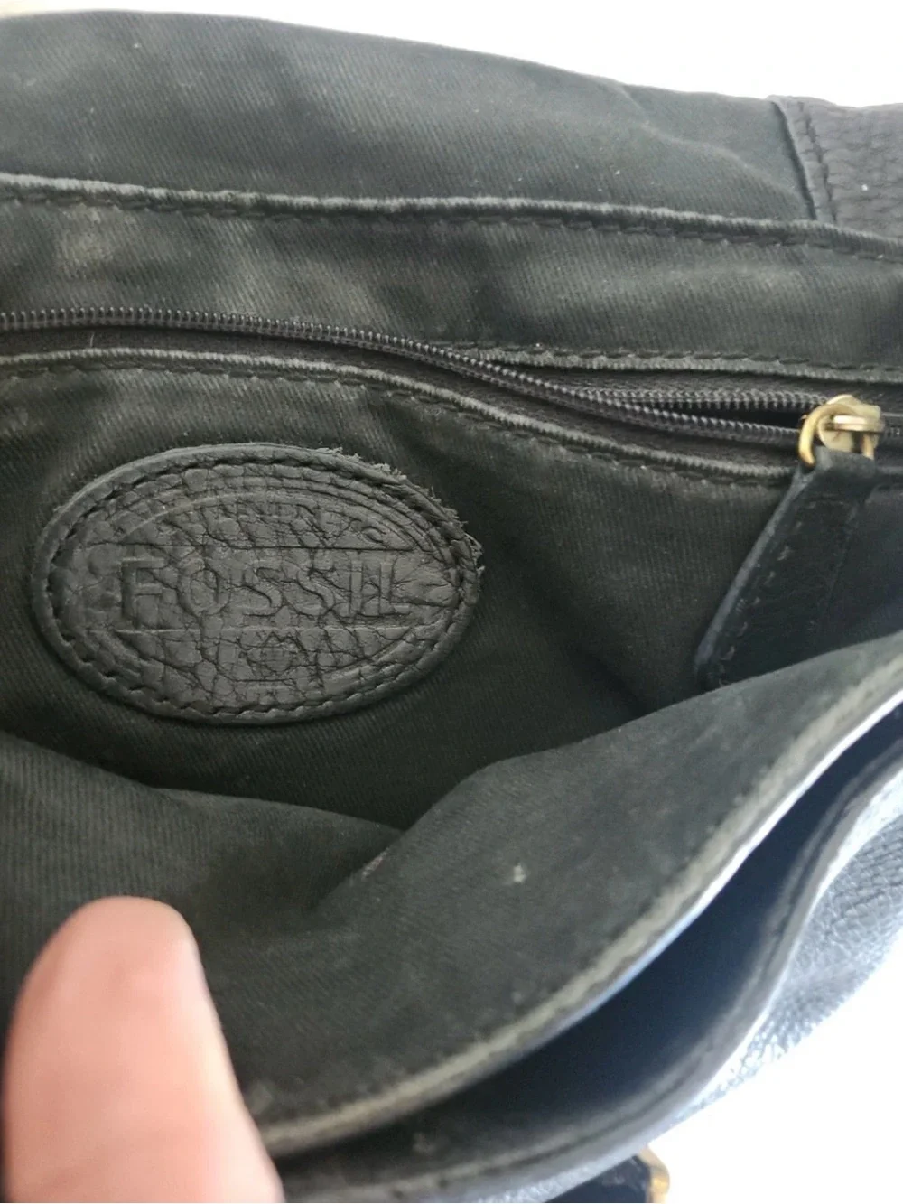 Vintage Fossil Preston Black Pebble Leather Flap Crossbody Shoulder Bag
